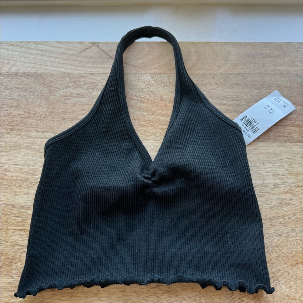 Gilly Hicks Black Ribbed Halter Top